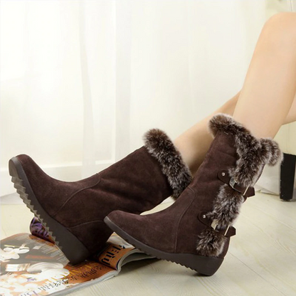Snow Boots Thigh High Suede Mid-Calf