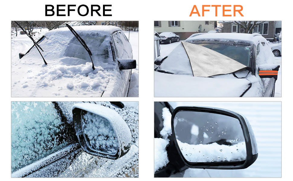 Premium Windshield Snow Cover Sunshade + Mirrors Cover (One Size Fits All)