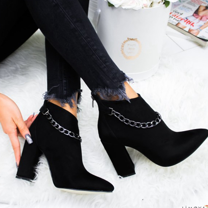 Casual Women High Heels Pumps Warm Ankle Boots