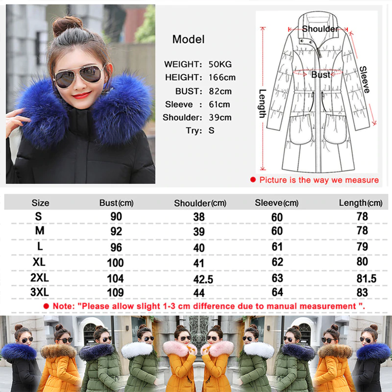 Winter Jacket Women Thick Cotton Padded Lining With Fur Collar
