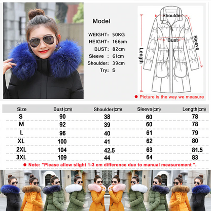 Winter Jacket Women Thick Cotton Padded Lining With Fur Collar