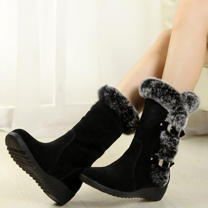 Snow Boots Thigh High Suede Mid-Calf