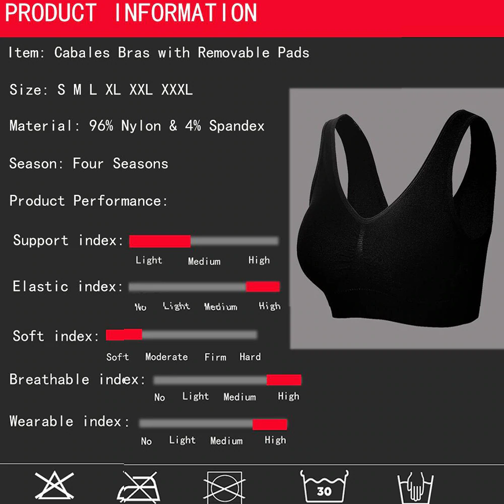 Sexy Plus Size XXXL Underwear Pads Wireless Bra "VOGUE 2020"
