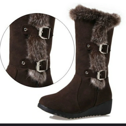 Snow Boots Thigh High Suede Mid-Calf