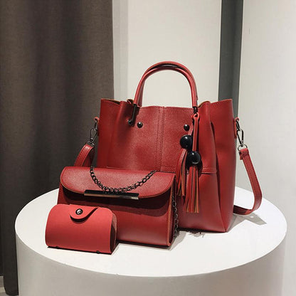( 3 Pcs / 1 Set ) Leather Handbag
