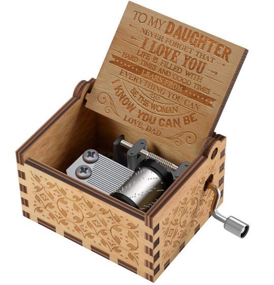 Engraved Music Box: Dad To Daughter "Never Forget That I Love You"