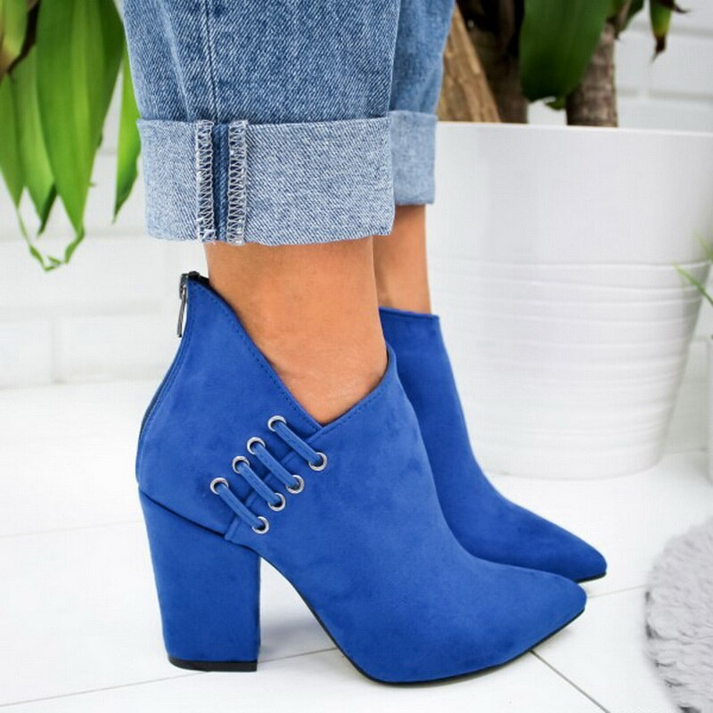 Casual Women High Heels Pumps Warm Ankle Boots