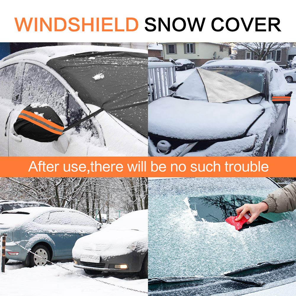 Premium Windshield Snow Cover Sunshade + Mirrors Cover (One Size Fits All)