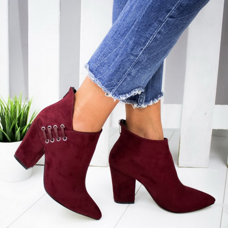 Casual Women High Heels Pumps Warm Ankle Boots