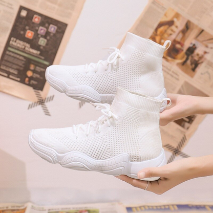 Sneakers Mesh Lace-Up Stretch Fabric Knited For Women
