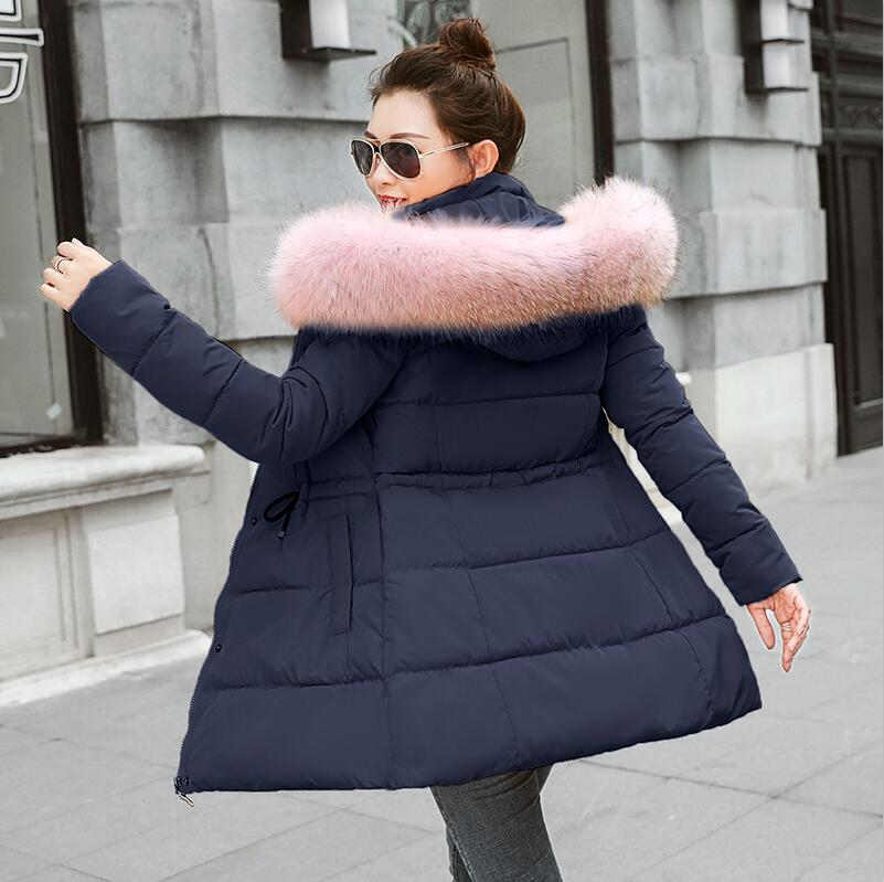 Winter Jacket Women Thick Cotton Padded Lining With Fur Collar