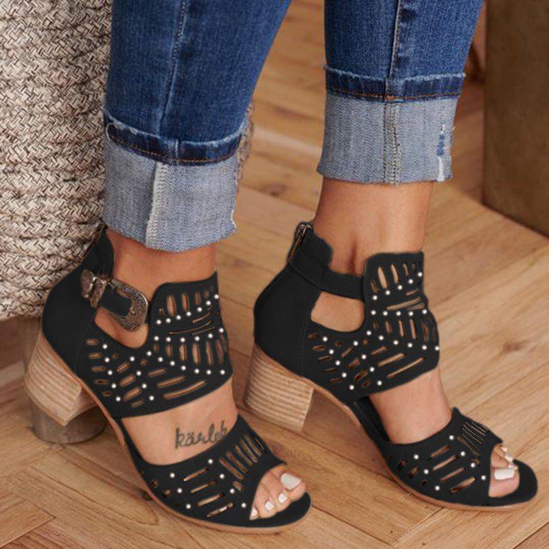 Women Cut-out Slip-on Booties