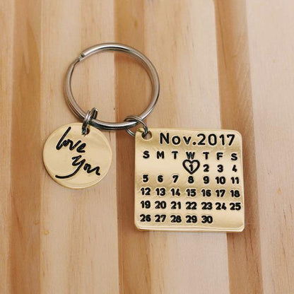 Personalized Calendar Keychain: "WITH YOUR OWN MESSAGE"