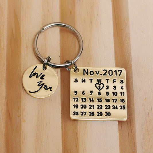 Personalized Calendar Keychain: "WITH YOUR OWN MESSAGE"