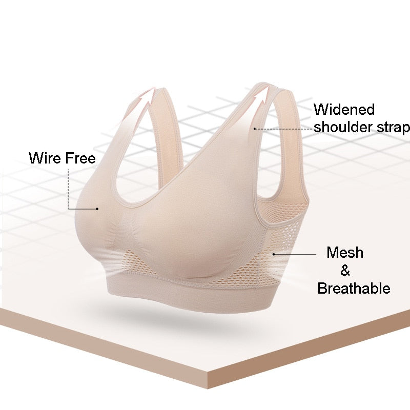 Plus Size 3XL Breathable Sports Fitness Bra