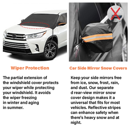 Premium Windshield Snow Cover Sunshade + Mirrors Cover (One Size Fits All)