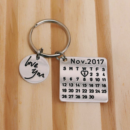 Personalized Calendar Keychain: "WITH YOUR OWN MESSAGE"