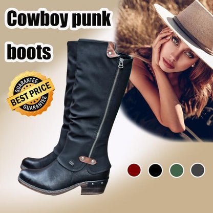 Women's Cowboy Knee Boots Punk Boots