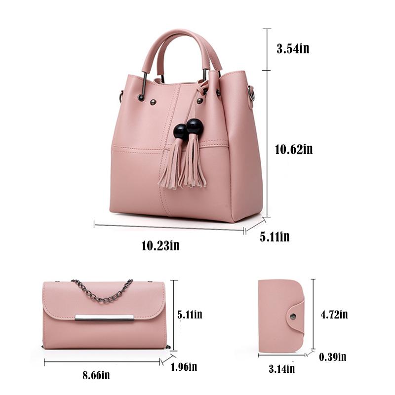 ( 3 Pcs / 1 Set ) Leather Handbag