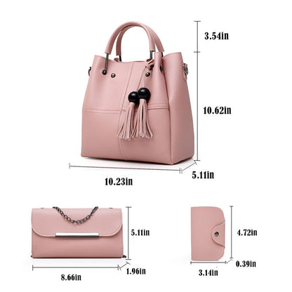 ( 3 Pcs / 1 Set ) Leather Handbag