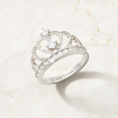 S925 FEAR IS A LIAR CROWN RING