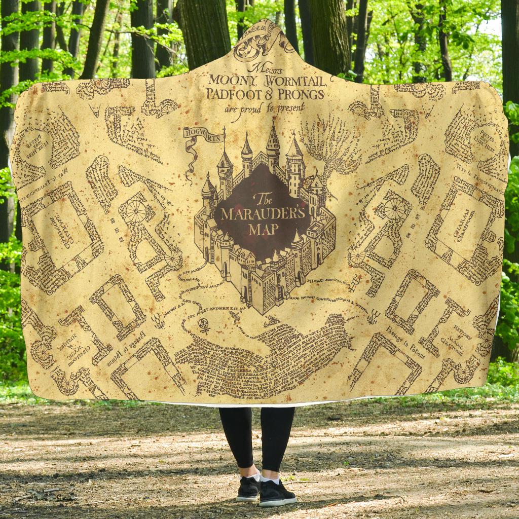 THE MARAUDER'S MAP GLOW IN THE DARK HOODED BLANKET