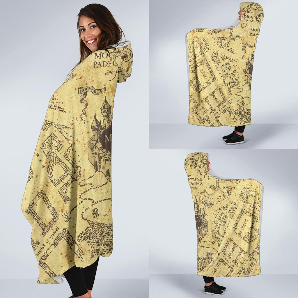 THE MARAUDER'S MAP GLOW IN THE DARK HOODED BLANKET
