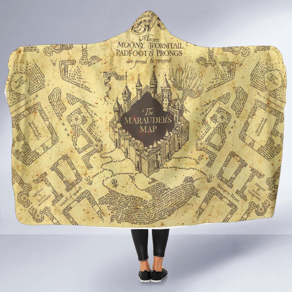 THE MARAUDER'S MAP GLOW IN THE DARK HOODED BLANKET