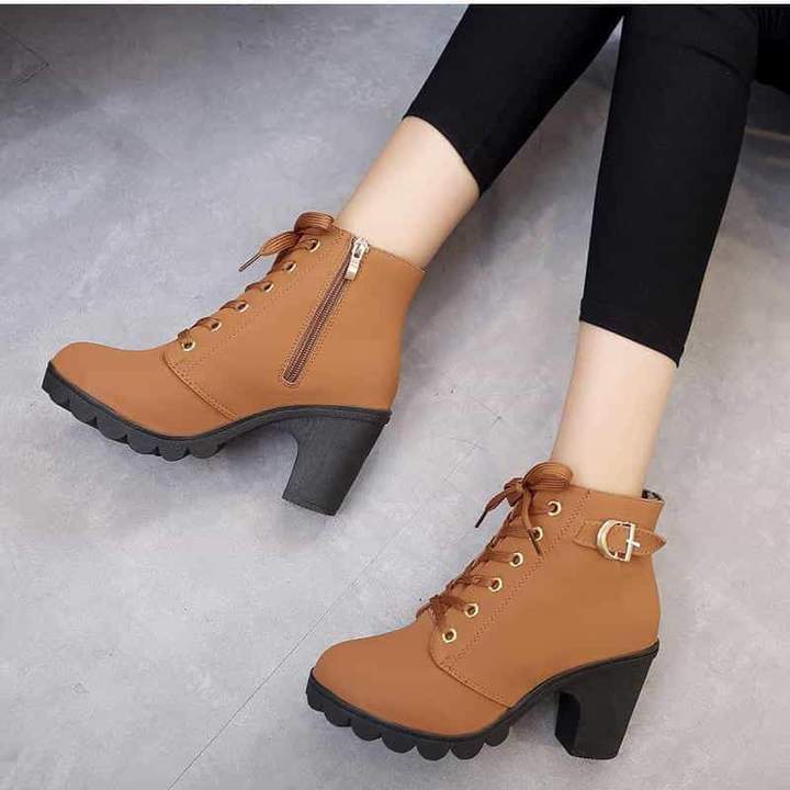 Ankle Boots Women Platform Mid Heels