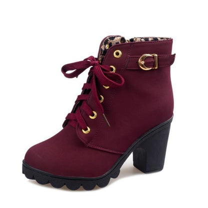 Ankle Boots Women Platform Mid Heels