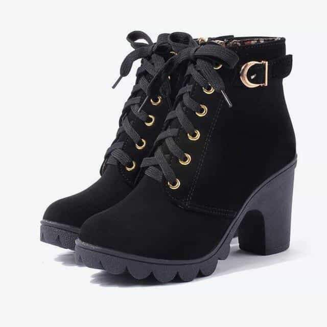 Ankle Boots Women Platform Mid Heels