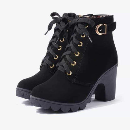 Ankle Boots Women Platform Mid Heels
